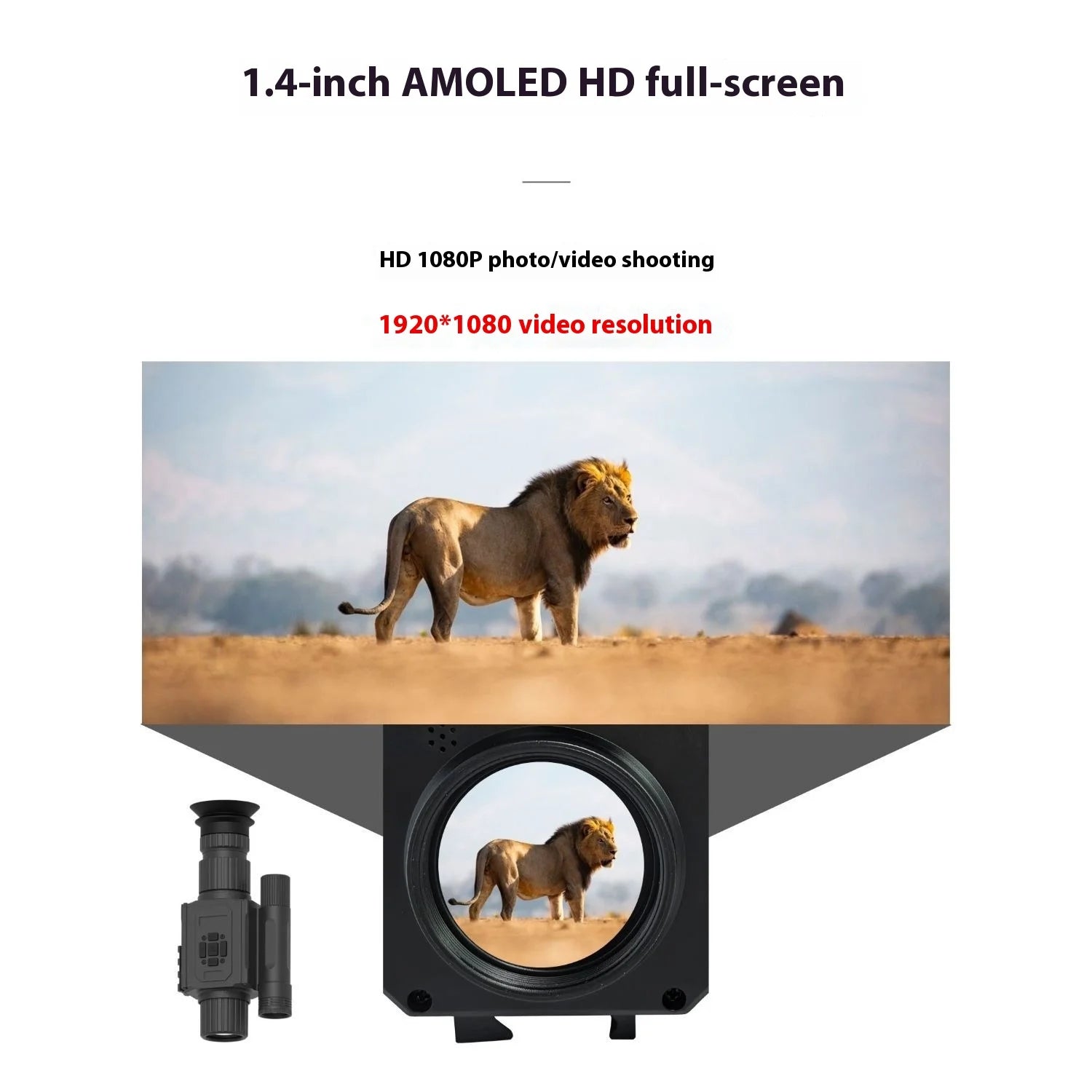 Hunting sight 1.4-inch screen, camera/video, COMS imaging, optical technology 5x magnification, visible up to 400 meters