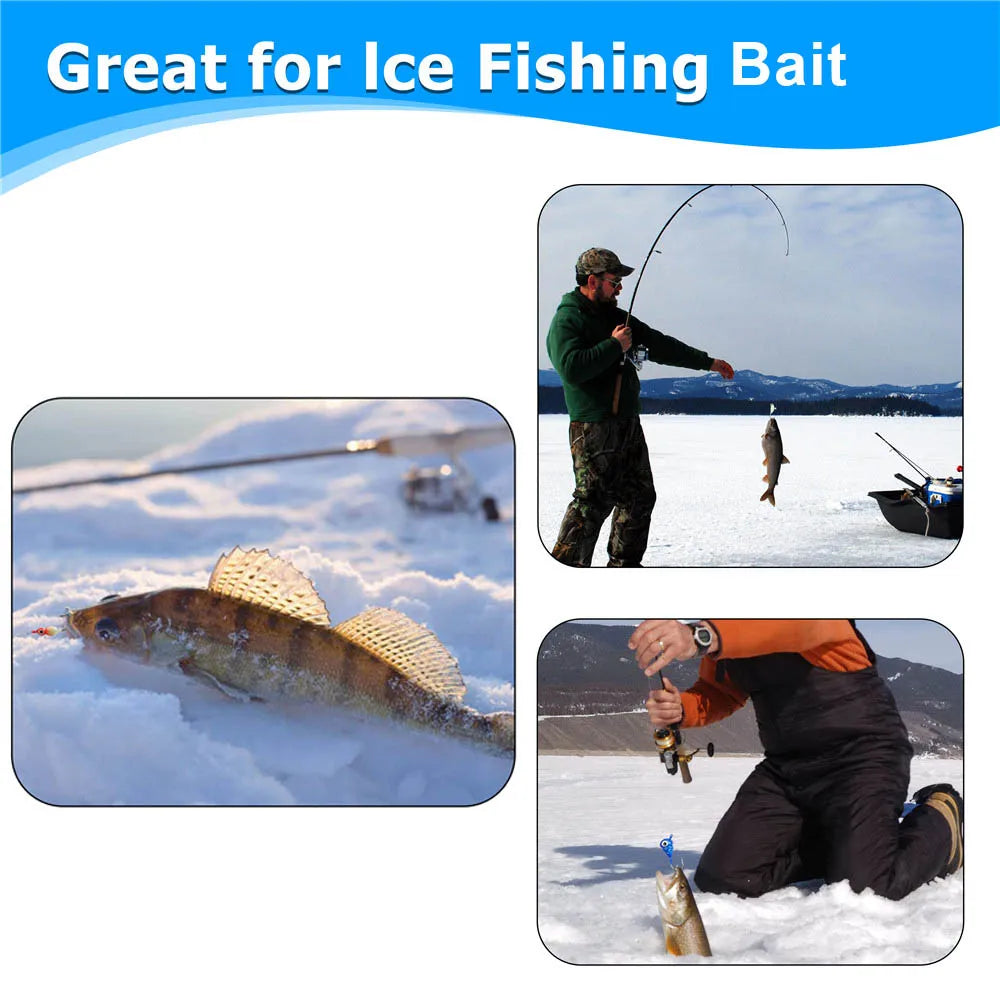 12Pcs Winter Ice Fishing Lure ice jigs for Crappie Bass Panfish 1.2g-2.6g Artificial bait Hard Jig Head Hooks Fishing Kit