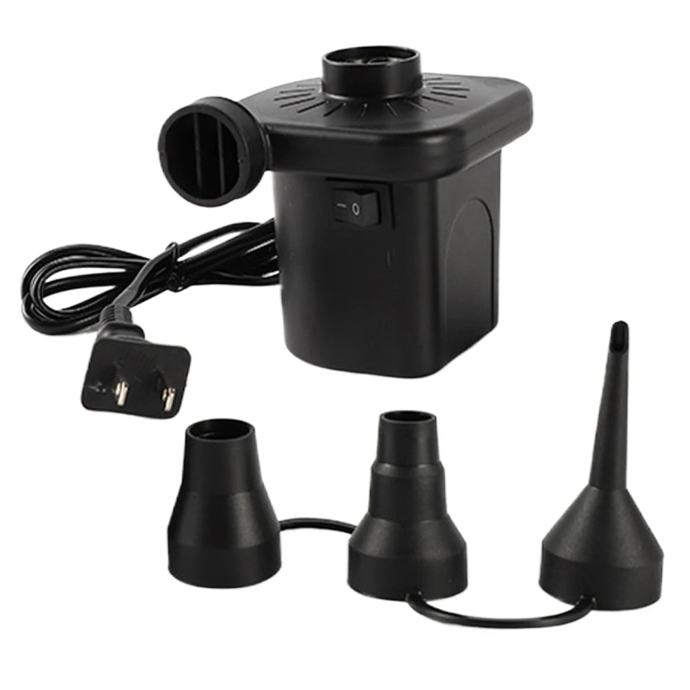 Electric Air Pump with 3 Nozzles Portable Air Mattress Pump Quick-Fill Inflator/Deflator Pumps for Inflatables Air Cushion Bed
