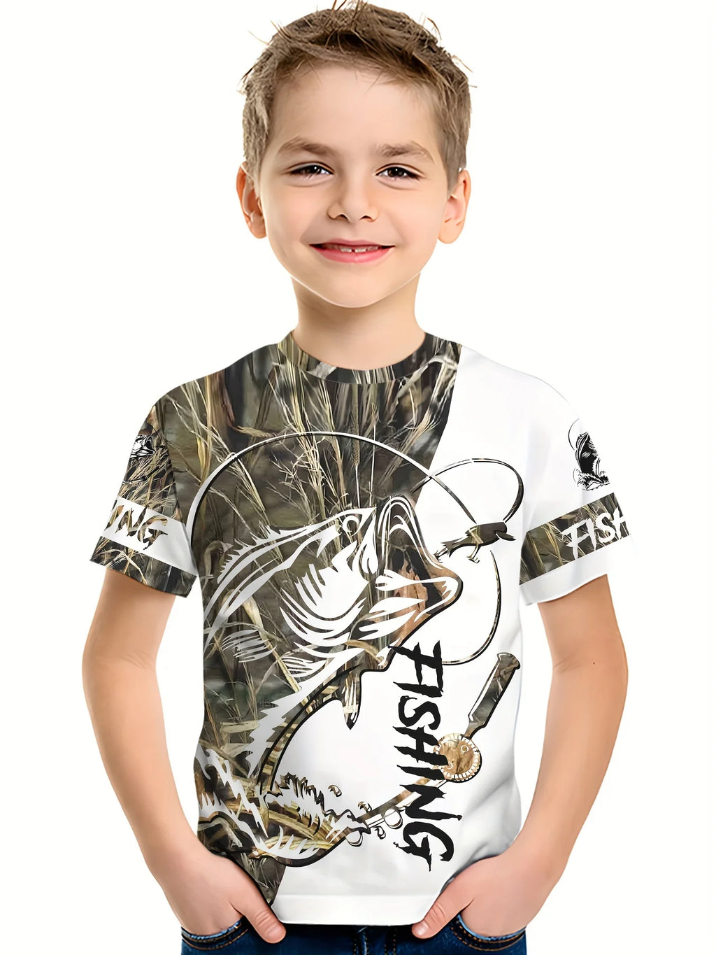 Fish Graphic T-Shirts for Children Short Sleeve Tees Fish Club Wear Oversized T-Shirt Outdoor Fishing Clothing Children T-Shirt