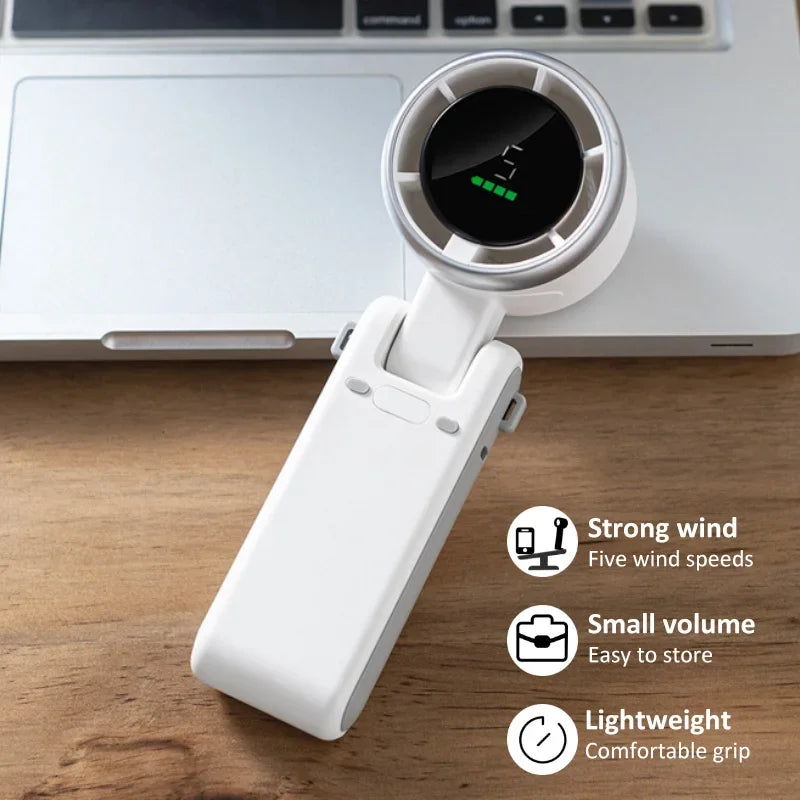 Summer Hanging Neck Fan Outdoor 180 Degree Folding Desktop Mini Fan Hand-held Folding High-speed Powerful Turbo Portable Fans