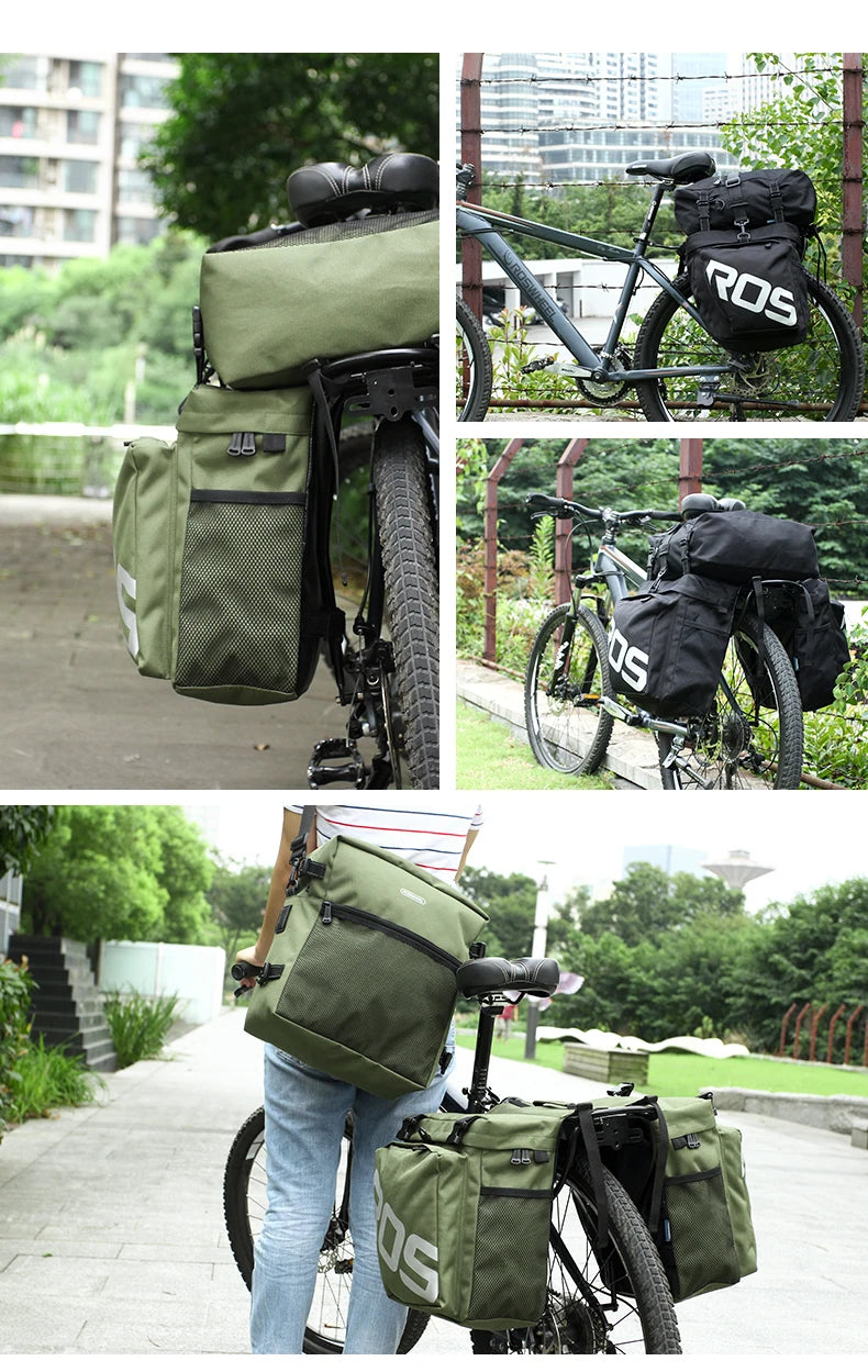 37L Large Capacity Double Side Bike Carrier Rack Bag 3 In 1 Waterproof Road Bicycle Luggage Pannier Rear Pack Seat Trunk Bag