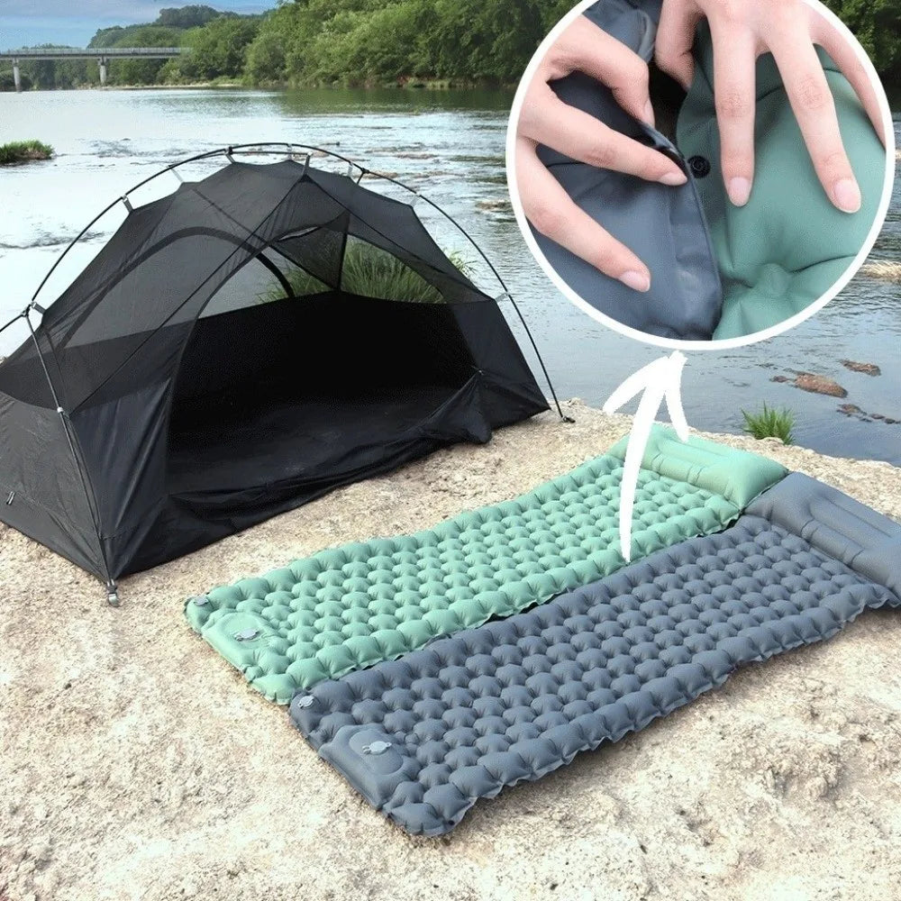Built-in Pump Camping Air Mattress Tear-Resistant Thickened Pad Inflatable Mattress Foldable Portable Inflatable Sleeping Pad