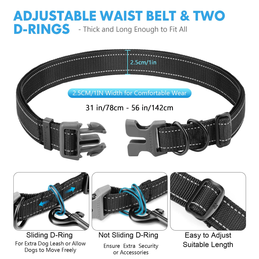 Hands Free Dog Leash with Zipper Pouch, Dual Padded Handles and Durable Bungee for Walking, Jogging and Running Your Dog