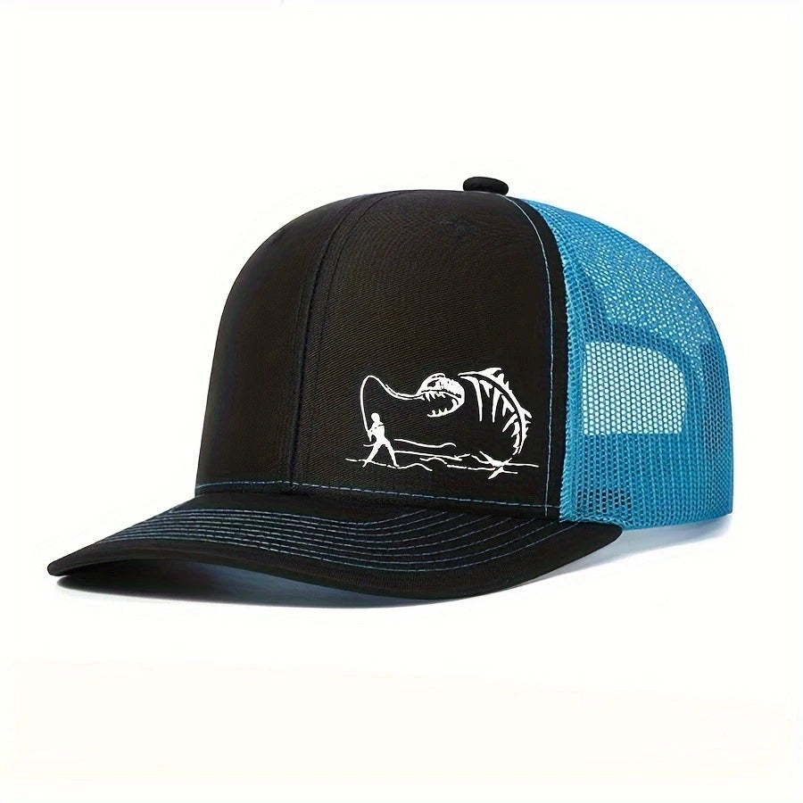 Fishing printed net hat truck driver micro curved eared hip hop male duck hat suitable for fishing and mountaineering lovers