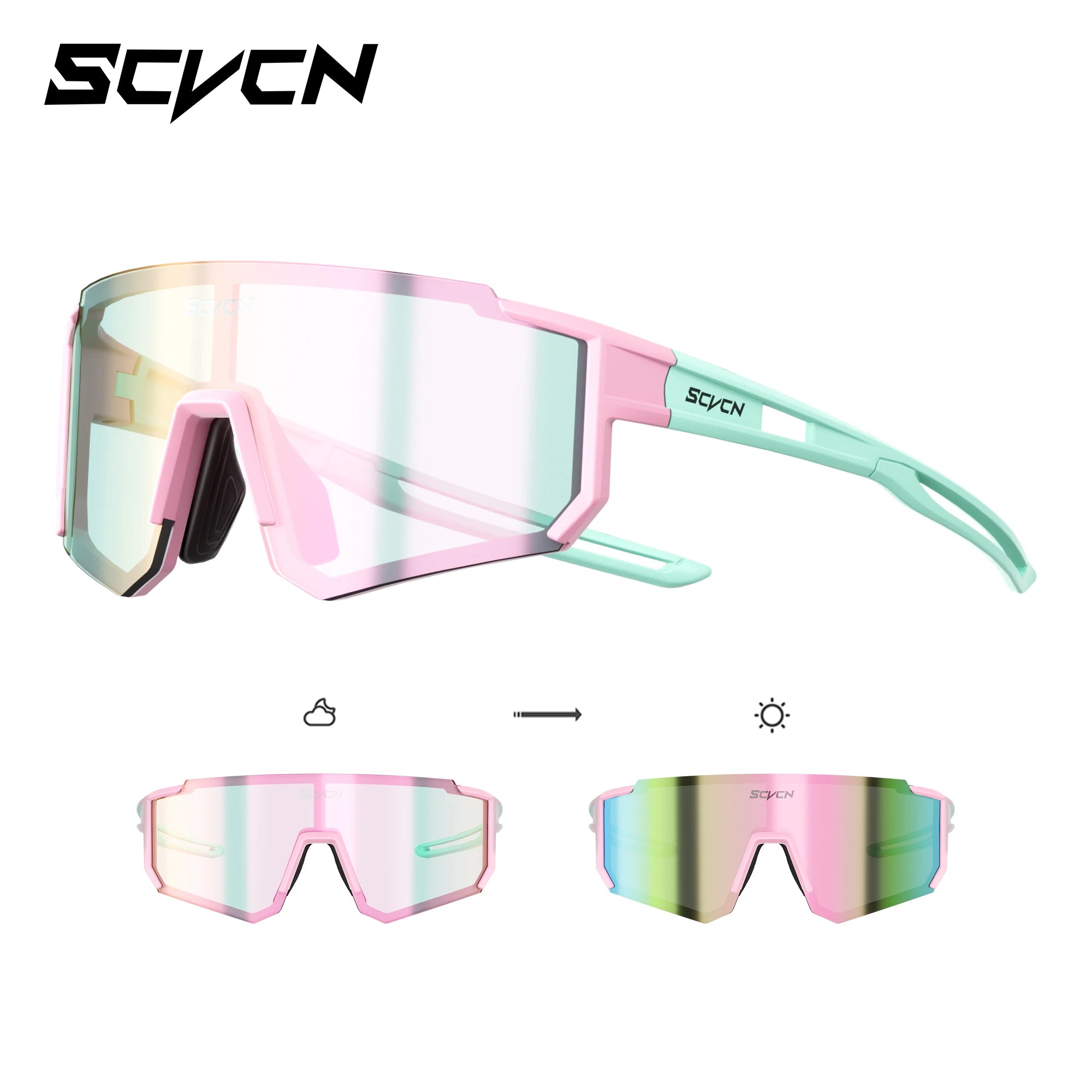 SCVCN Children Sports Glasses Kids Road Bikes Cycling Eyewear Photochromic UV400 Goggles Outdoor Cycling Teenager Sunglasses