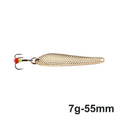 FTK 55mm 70mm Ice Fishing Lure Jigs Spoon 5g/12g Balancers Hard Fishing Bait With Treble Hook for Winter Pesca Fishing Tackle