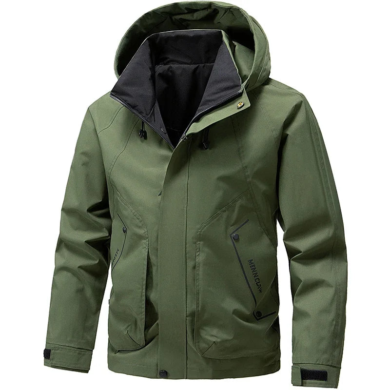 Men's Hiking Jacket Waterproof Hooded Zip Up Jacket Lightweight Spring and Autumn Outerwear Coats Men Camping Trekking Clothes
