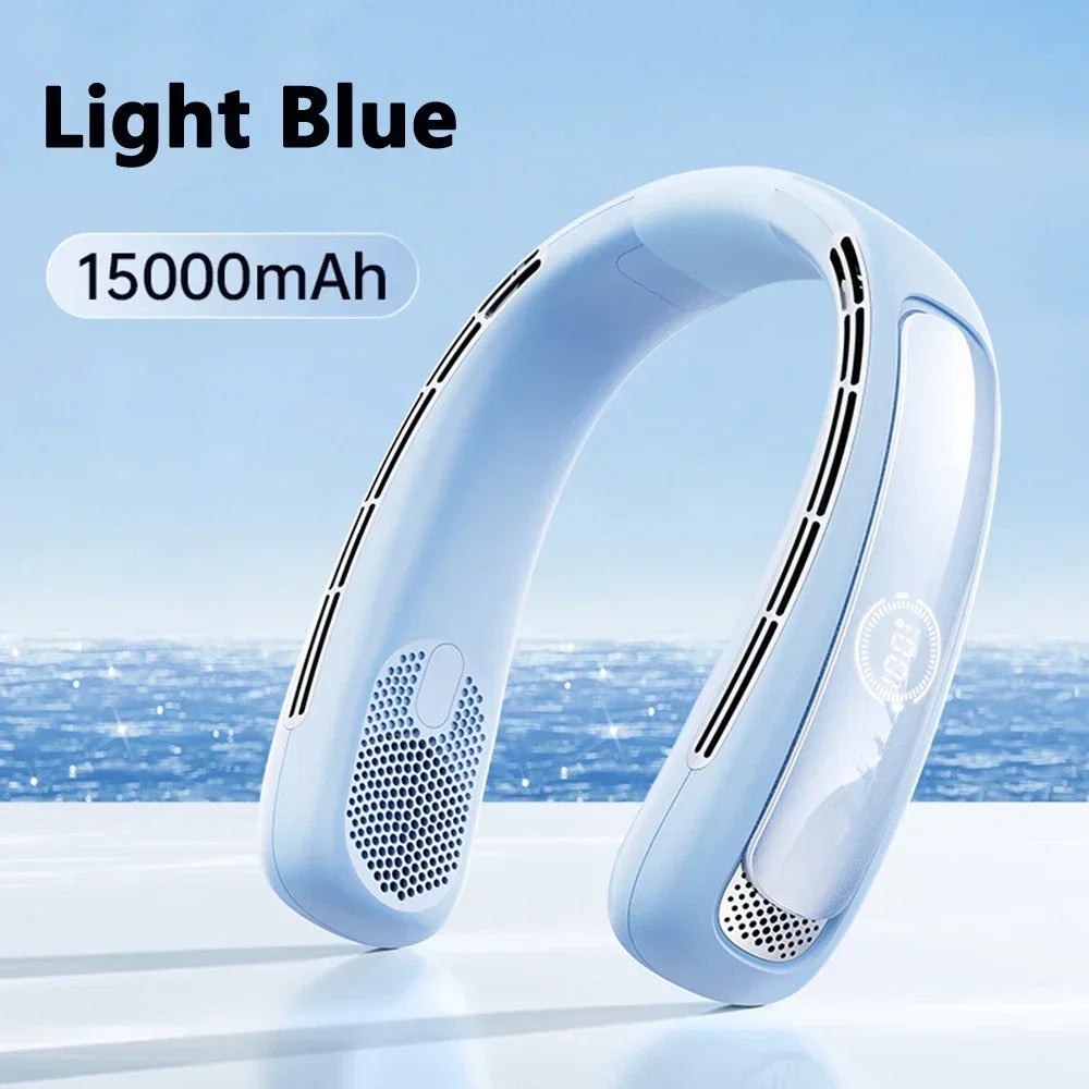 Portable Neck Fan Smart Digital Display USB Rechargeable Outdoors Bladeless Silent Cooling Neck Fan For Summer Sport