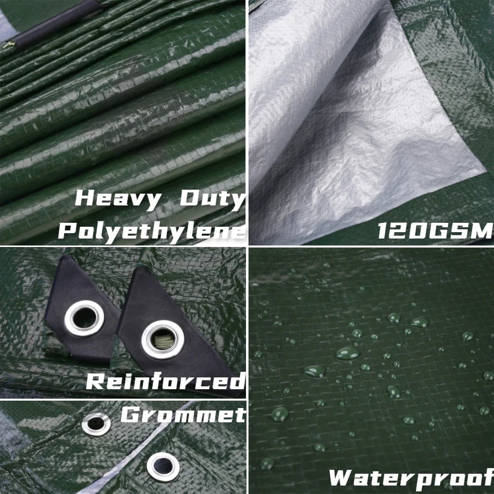 Tarpaulin Waterproof Canopy Heavy Duty Tarp Sheet Cover with Grommet Multi Rain Cover For Outdoor Terrace Plant Garden Porch