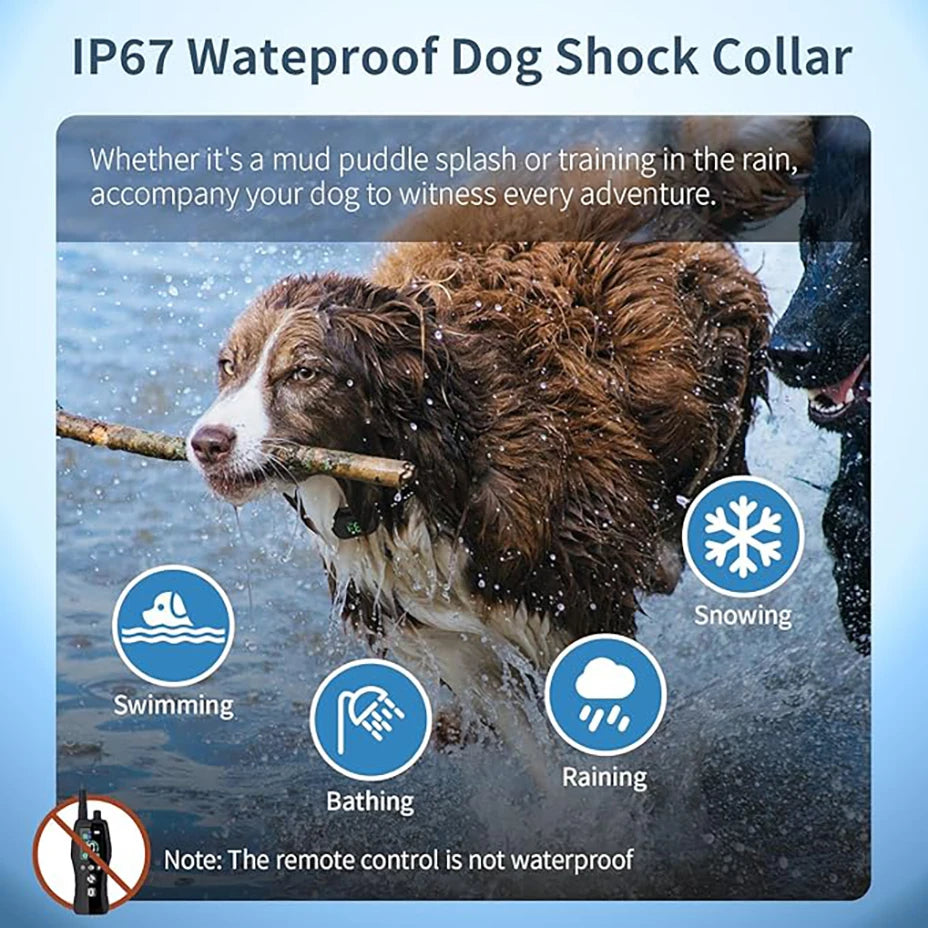 4900ft Dog Training Collar with Remote, 0-10 Safety Gears, IP67 Waterproof Rechargeable e-Collar for Small Medium Large Dogs