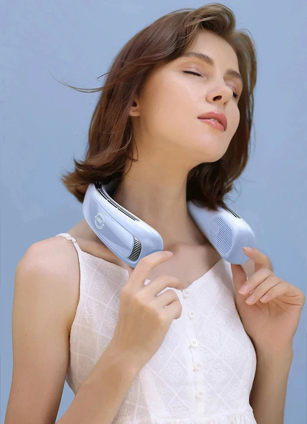 Portable Neck Fan Smart Digital Display USB Rechargeable Outdoors Bladeless Silent Cooling Neck Fan For Summer Sport