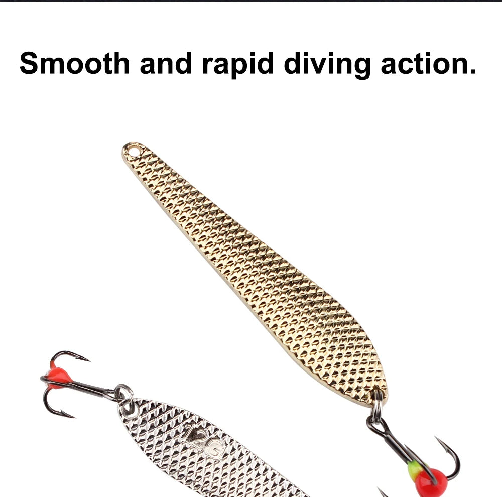 FTK 55mm 70mm Ice Fishing Lure Jigs Spoon 5g/12g Balancers Hard Fishing Bait With Treble Hook for Winter Pesca Fishing Tackle