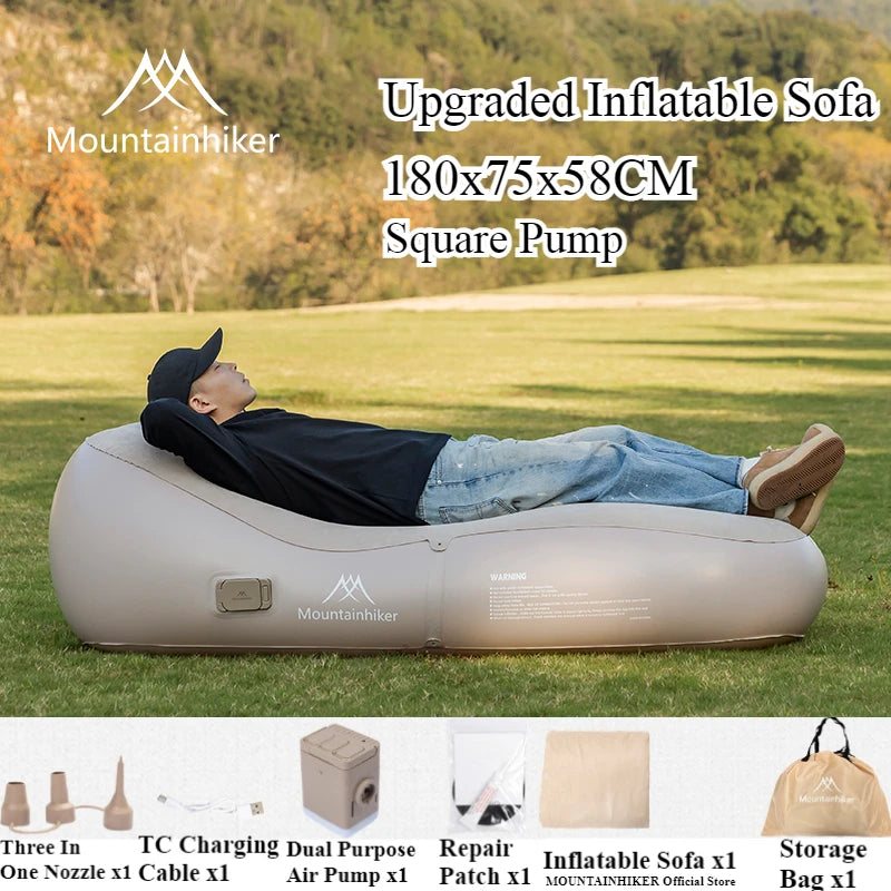 MOUNTAINHIKER Automatic Fast Inflatable Air Sofa Bed  Upgraded Outdoor Portable Air Mattress Lazy Cushion Camping Sleeping Mat