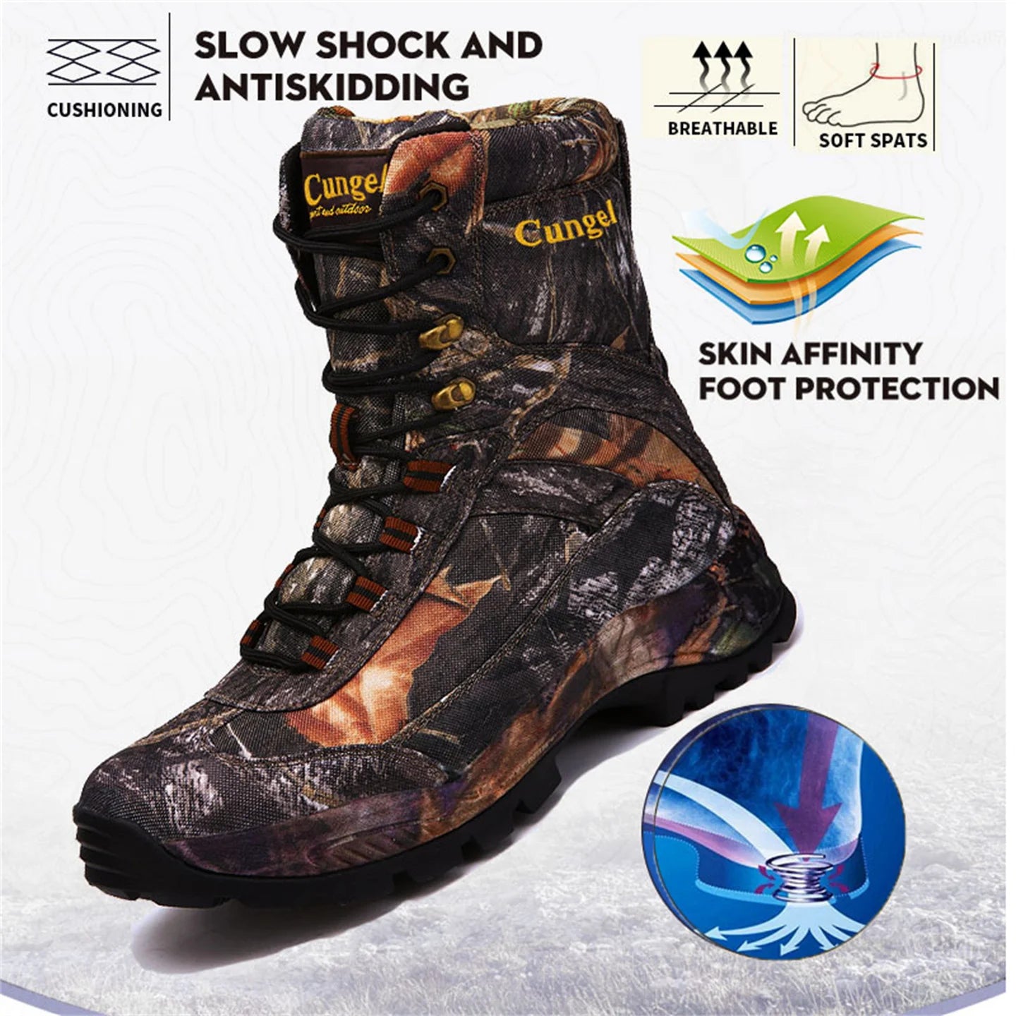 Men's High Top Camouflage Hunting Boots Breathable Tactical Shoes Outdoor Hiking Wear-Resistant Waterproof Mountaineering Boots