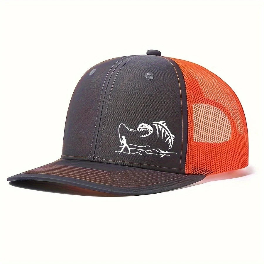 Fishing printed net hat truck driver micro curved eared hip hop male duck hat suitable for fishing and mountaineering lovers