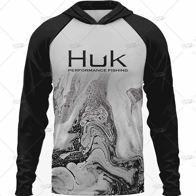 Summer Fishing Shirts HUK Long Sleeve Hooded Fishing Clothing Men's Upf 50+ Jerseys Breathabble Fishing T-shirts Camisa De Pesca