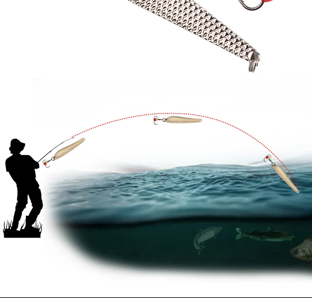 FTK 55mm 70mm Ice Fishing Lure Jigs Spoon 5g/12g Balancers Hard Fishing Bait With Treble Hook for Winter Pesca Fishing Tackle