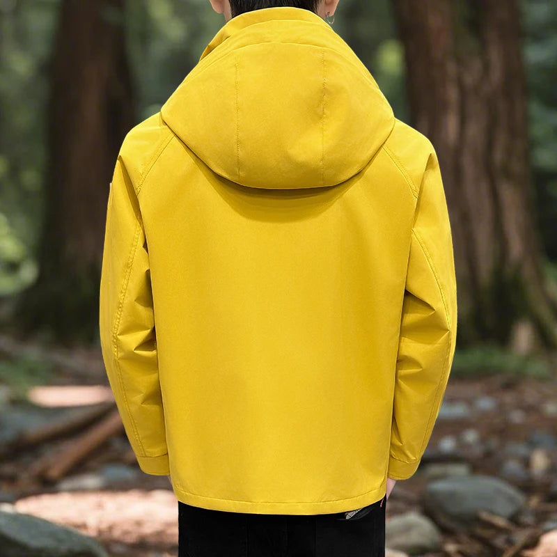 Men's Hiking Jacket Waterproof Hooded Zip Up Jacket Lightweight Spring and Autumn Outerwear Coats Men Camping Trekking Clothes
