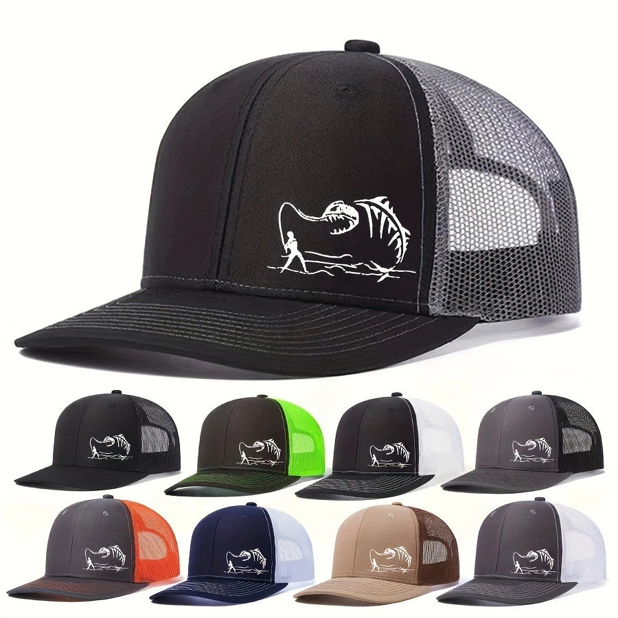 Fishing printed net hat truck driver micro curved eared hip hop male duck hat suitable for fishing and mountaineering lovers