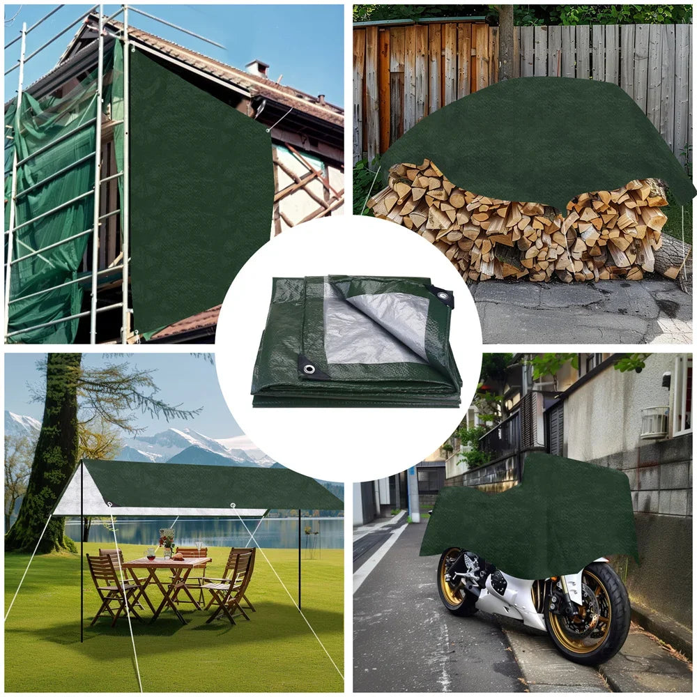 Tarpaulin Waterproof Canopy Heavy Duty Tarp Sheet Cover with Grommet Multi Rain Cover For Outdoor Terrace Plant Garden Porch