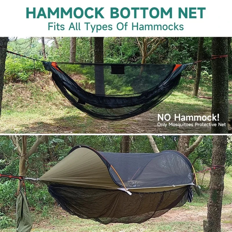 Traveler Hammock with Bottom Mosquito Net Removable Mesh Camping Hammock Quick Setup Anti-Mosquito Net for Outdoor Hiking