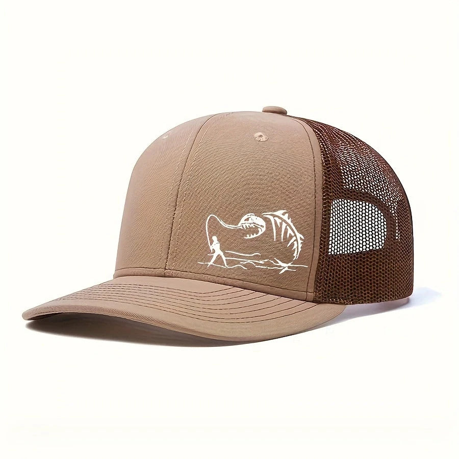 Fishing printed net hat truck driver micro curved eared hip hop male duck hat suitable for fishing and mountaineering lovers