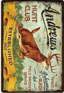 Hunting Sign Vintage Metal Sign Wooden House Wall Decor for Hunter Man Cave Gift Pistola  Metal Decorative 8 * 12 Inch