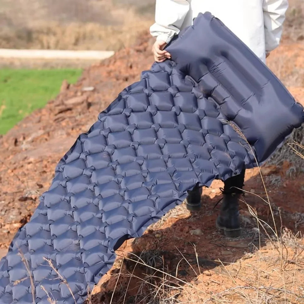 Built-in Pump Camping Air Mattress Tear-Resistant Thickened Pad Inflatable Mattress Foldable Portable Inflatable Sleeping Pad