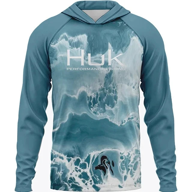 Summer Fishing Shirts HUK Long Sleeve Hooded Fishing Clothing Men's Upf 50+ Jerseys Breathabble Fishing T-shirts Camisa De Pesca