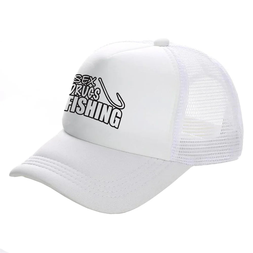 Fish Fishing Man Trucker Caps Men Cool Fisherman Fish Hook Hats Baseball Cap Summer Outdoor Sun Mesh Caps MZ-482