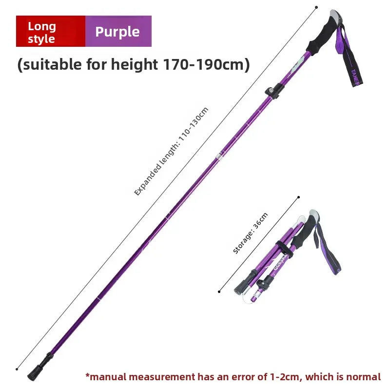 Ultra-Lightweight Aluminum Alloy Folding Hiking Stick Short Retractable Outdoor Hand Walking Stick for Camping And Travel