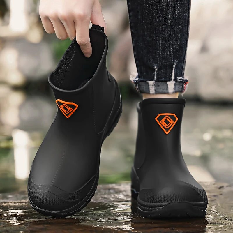 Men's & Woman's Rain Boots Outdoor Wear-Resistant Mountaineering Fishing Non-Slip Short-Tube Waterproof Water Shoes Rain Boots