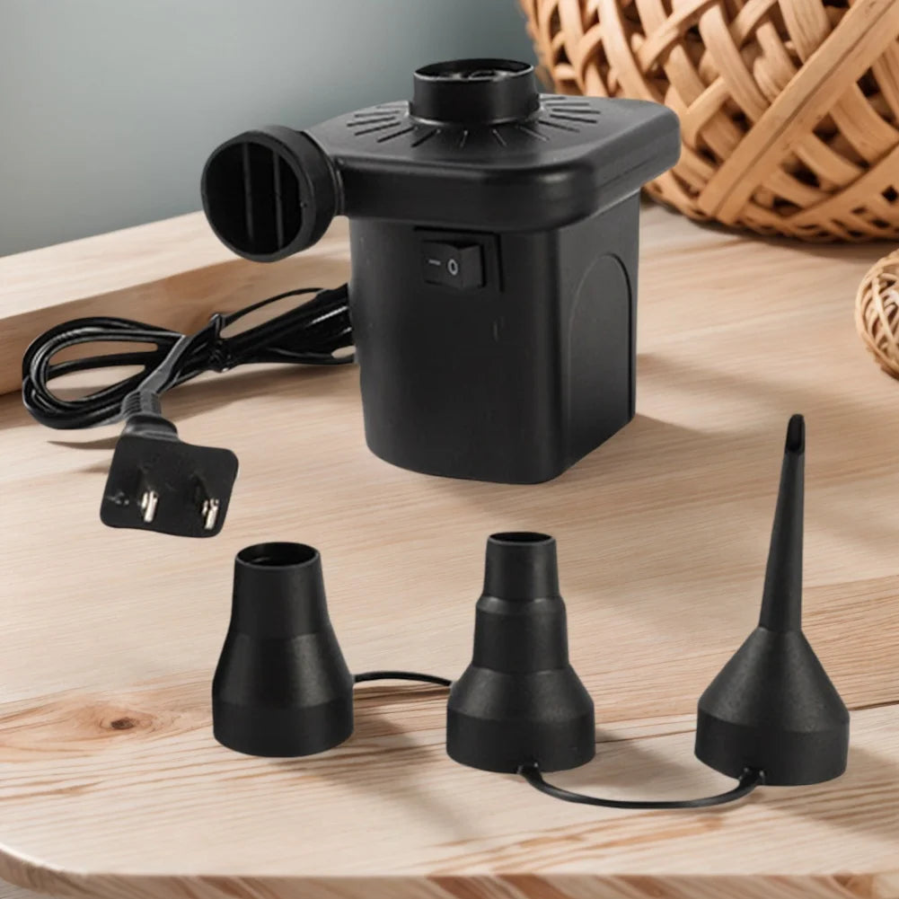 Electric Air Pump with 3 Nozzles Portable Air Mattress Pump Quick-Fill Inflator/Deflator Pumps for Inflatables Air Cushion Bed