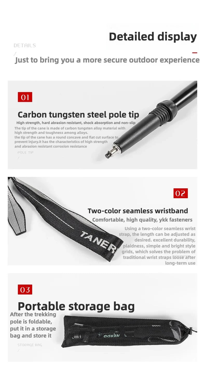 Ultra-Lightweight Aluminum Alloy Folding Hiking Stick Short Retractable Outdoor Hand Walking Stick for Camping And Travel