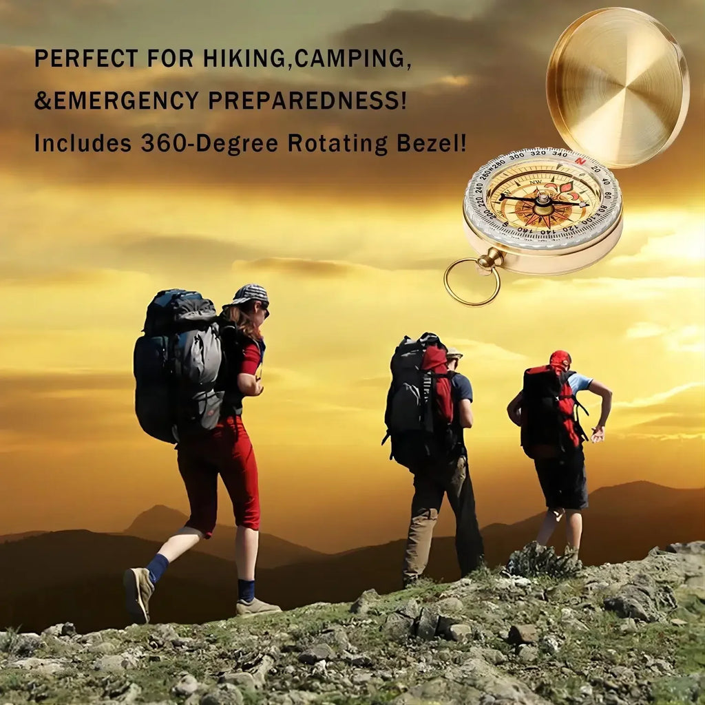 Survival Pocket Compass, Luminous Glow Metal Navigation Tool, Portable Waterproof Outdoor Gear for Hiking, Camping, Hunting