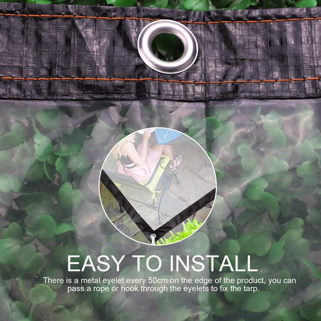 Large Clear Weatherproof Tarp Thick PE Rain Cover Tarp Outdoor Courtyard Roof Carport Balcony Backyard Awning Canopy