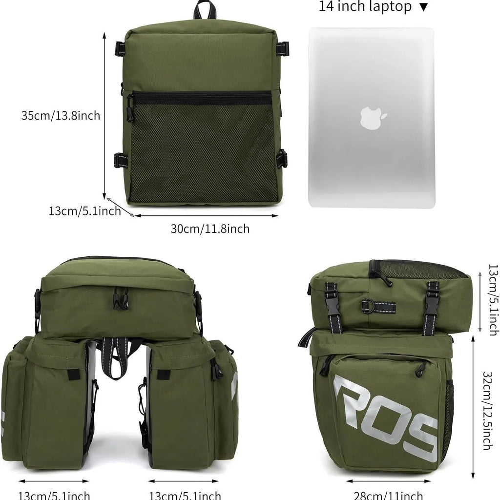 37L Large Capacity Double Side Bike Carrier Rack Bag 3 In 1 Waterproof Road Bicycle Luggage Pannier Rear Pack Seat Trunk Bag