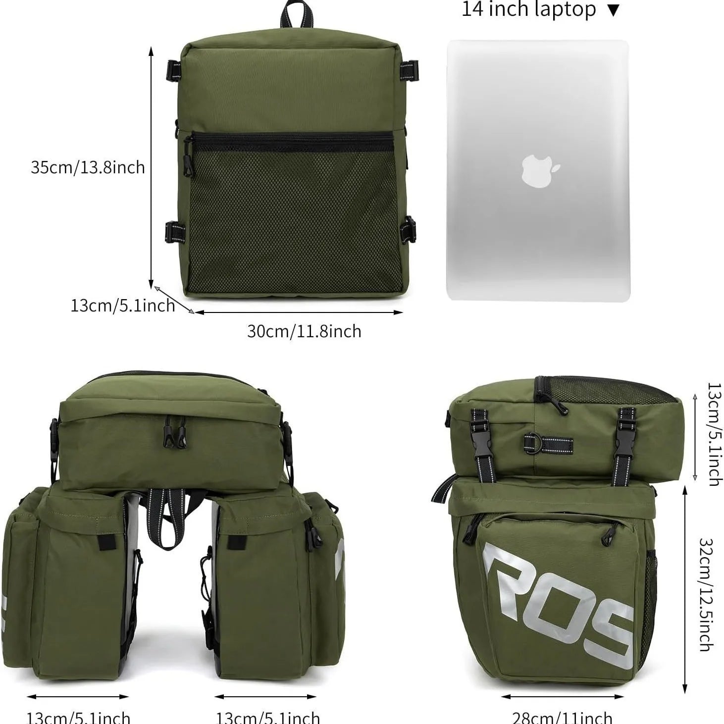 37L Large Capacity Double Side Bike Carrier Rack Bag 3 In 1 Waterproof Road Bicycle Luggage Pannier Rear Pack Seat Trunk Bag