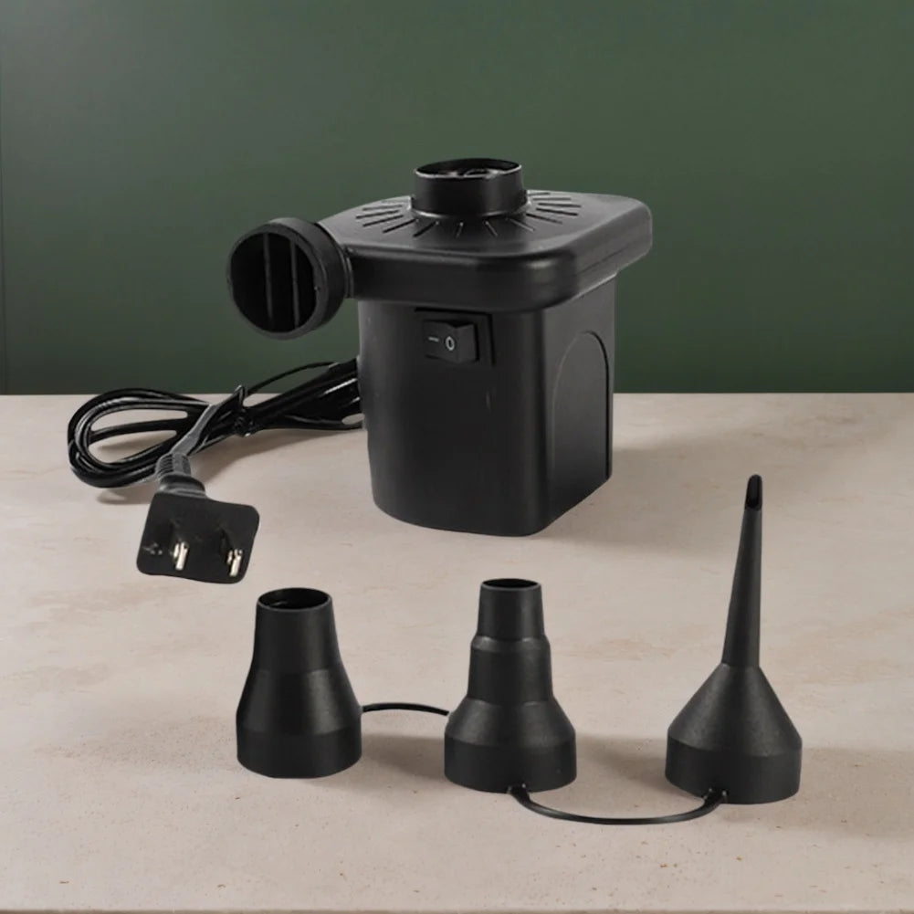Electric Air Pump with 3 Nozzles Portable Air Mattress Pump Quick-Fill Inflator/Deflator Pumps for Inflatables Air Cushion Bed