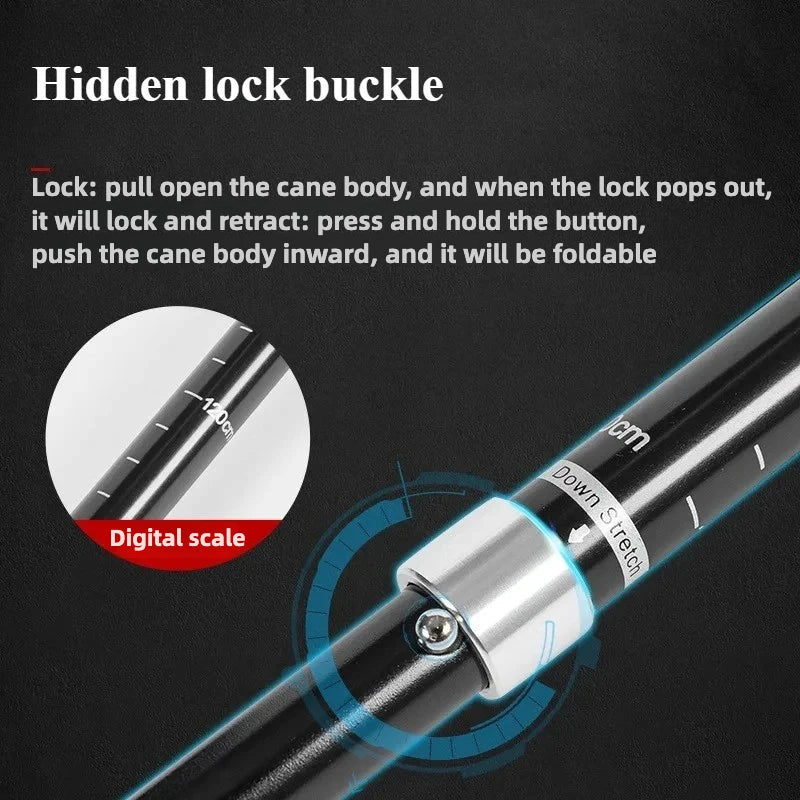 Ultra-Lightweight Aluminum Alloy Folding Hiking Stick Short Retractable Outdoor Hand Walking Stick for Camping And Travel