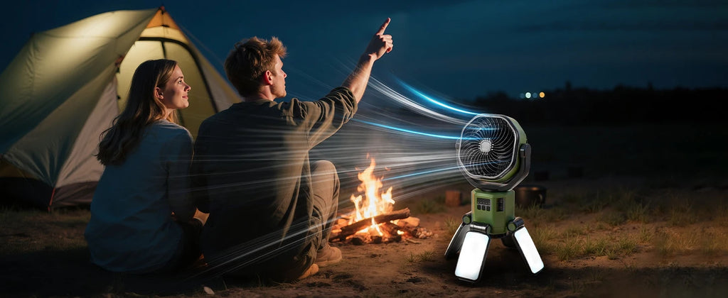Solar Powered Fan 6000mAh Battery Operated 4 Speed Wind with Led Light Outdoor Tent Fans for Camping Essentials Accessories