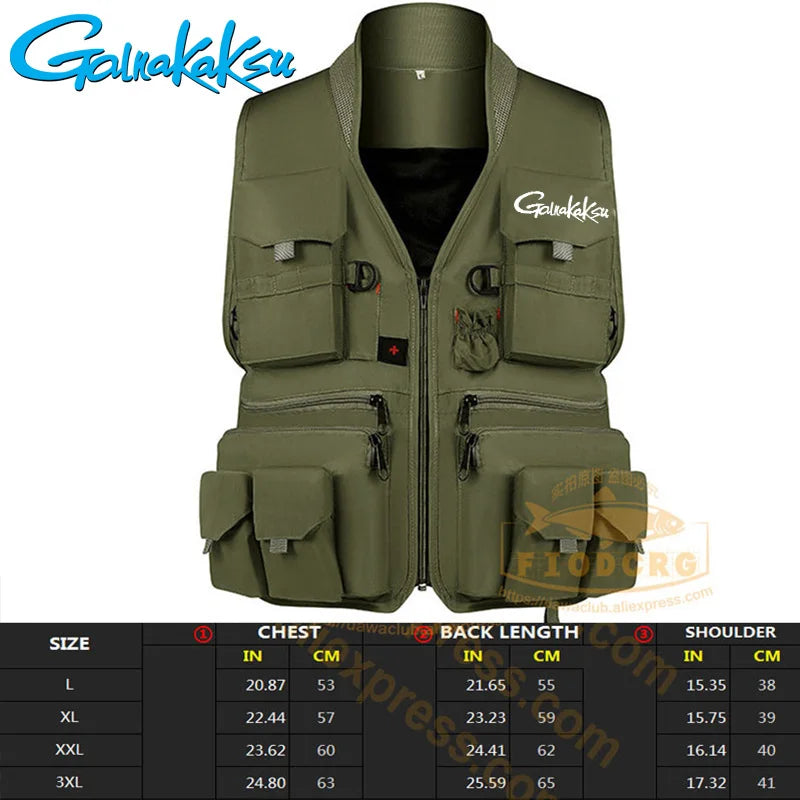 Fishing Vest Men Breathable Jacket Outdoor Photography Vest Quick Dry Reflected Light Vest Mountaineering Multi-pocket Vest
