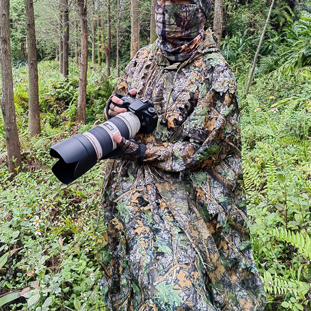 Outdoor hunting camouflage cloak leaf Suit camouflage suit Ghillie suit raincoat style Bird Watching Photography clothes