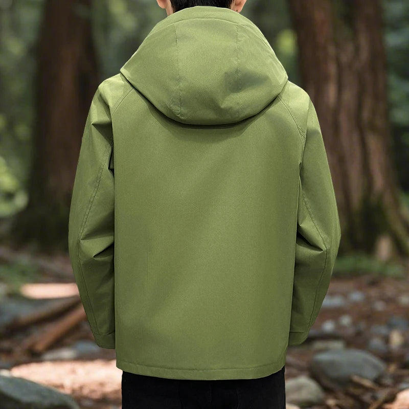 Men's Hiking Jacket Waterproof Hooded Zip Up Jacket Lightweight Spring and Autumn Outerwear Coats Men Camping Trekking Clothes