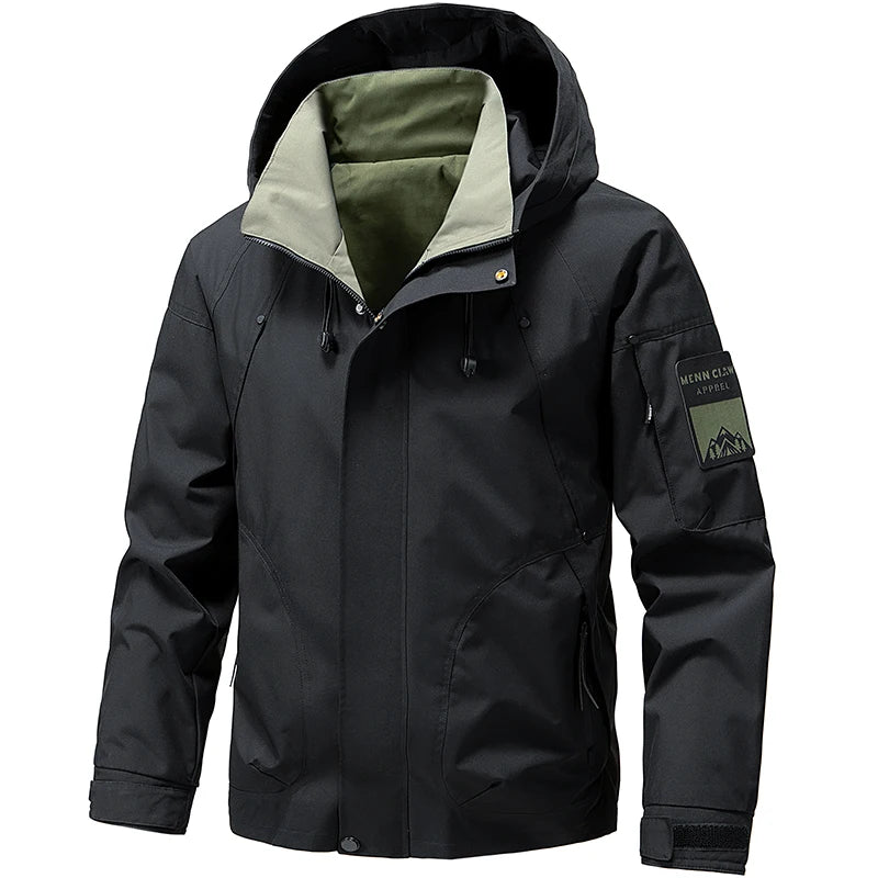 Men's Hiking Jacket Waterproof Hooded Zip Up Jacket Lightweight Spring and Autumn Outerwear Coats Men Camping Trekking Clothes