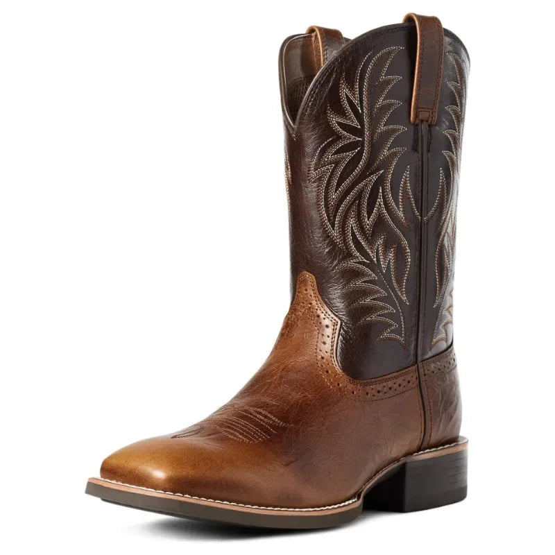 Men High Boots Embroidery Handmade Men's Boots Western Cowboy Boot Pointed Toe Boots Hand Stitching Outdoor Men's Shoes