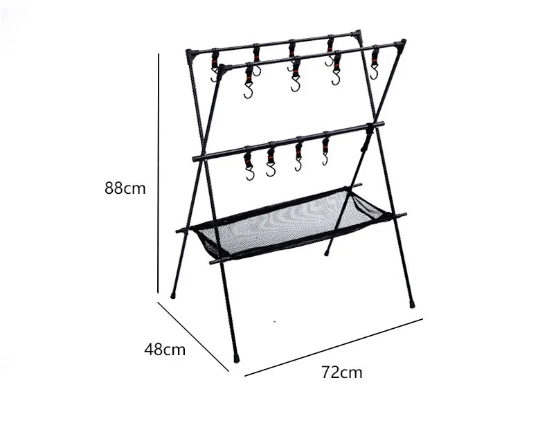 MOUNTAINHIKER Outdoor Folding Camping Hanging Rack Shelf Aluminum Alloy Triangle Storage Hanger BBQ Picnic Cookware Pot Pan