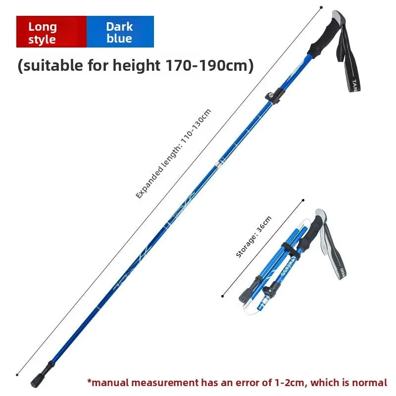 Ultra-Lightweight Aluminum Alloy Folding Hiking Stick Short Retractable Outdoor Hand Walking Stick for Camping And Travel