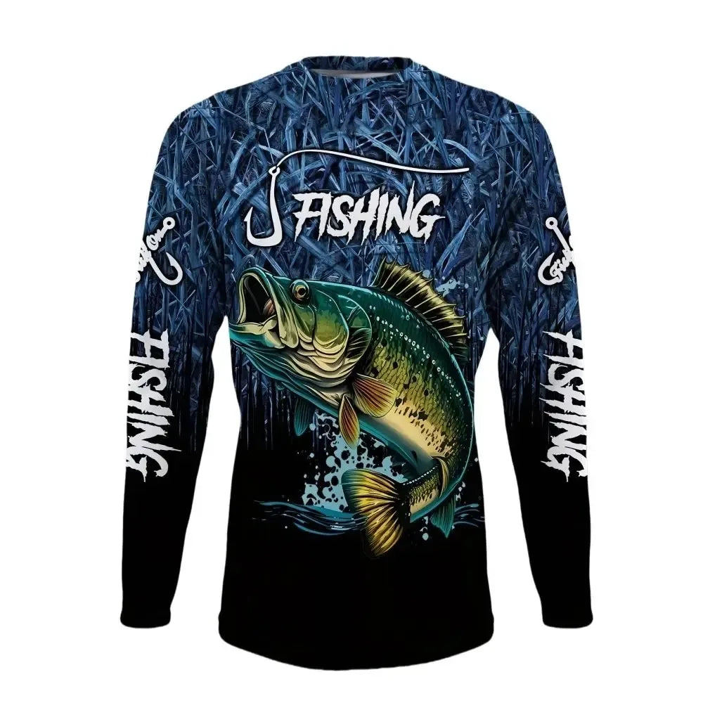 Fishing shirts men's T-shirts men's long-sleeved clothing autumn streetwear crew neck long-sleeved men's T-shirts men's cas